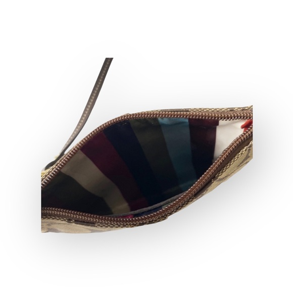 Coach ❃ Signature Monogram Jacquard Wristlet Clutch Bag ❃ Leather Trim ❃ Khaki ❃ - Picture 8 of 16
